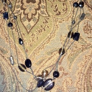 Black Layered Beaded Necklace